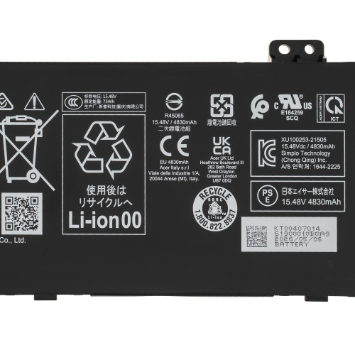 Сервісний оригінал - батарея для ноутбука Acer AP21B7Q (Predator PT314-52s) 15.48 4930mAh Black