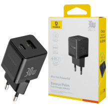 Зарядний пристрій Baseus Palm Fast Charger C+U 30W EU Cluster Black (P1011160A113-00)