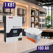 Комплект автономного енергоживлення: Must PV18-1012VPK, 12 В, 1000 Вт+ Felicity FLA12100PG2 12.8V 100Ah
