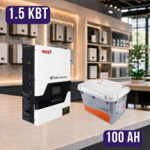 Комплект автономного енергоживлення: Must PV18-1512 VPM II 1.5 кВт 12 В + Felicity FLA12100PG2 12.8V 100Ah