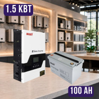 Комплект автономного энергопитания: Must PV18-1512 VPM II 1.5 кВт 12 Вт+ MUST LP15-12100 12V 100Ah LiFePO4