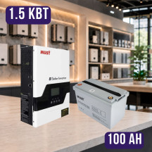 Комплект автономного енергоживлення: Must PV18-1512 VPM II 1.5 кВт 12 Вт+ MUST LP15-12100 12V 100Ah LiFePO4