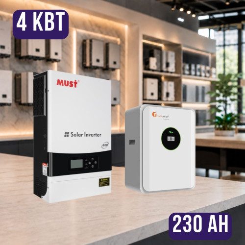 Комплект автономного енергоживлення: MUST PV19-4024 EXP 4 кВт, 24V + Felicity FLA24230 25.6V 230Ah