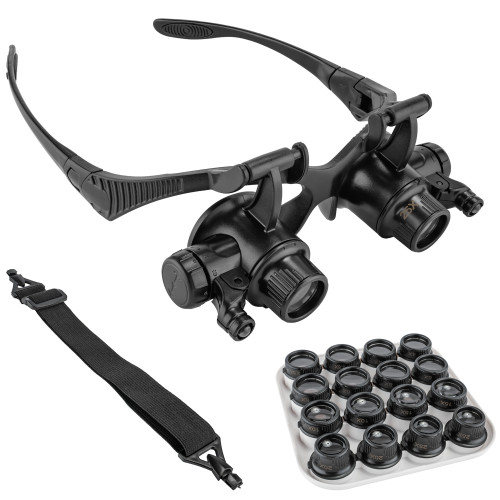 Бинокулярные очки-лупы Magnifier 9892G8KX (8 пар линз) c Led подсветкой