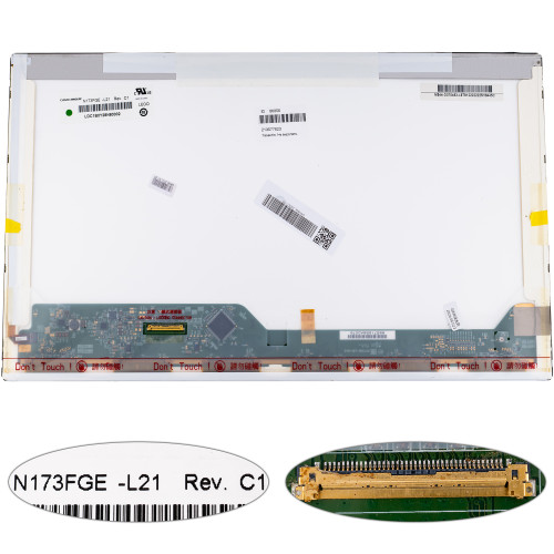 Матриця 17.3 N173FGE-L21 (1600*900, 40pin, LED, NORMAL, матова, роз'єм ліворуч знизу) для ноутбука (renew)
