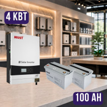Комплект автономного энергопитания: MUST PV19-4024 EXP 4 кВт, 24V + 2 шт. MUST LP15-12100, 12.8V 100Ah