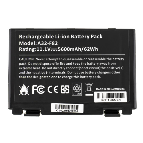 Батарея для ноутбука ASUS A32-F82 (F52, F82, K40, K50, K51, K60, K61, K70, X5D, X87, X8A) 11.1V 5600mAh Black (LG/ Samsung/ Sanyo)