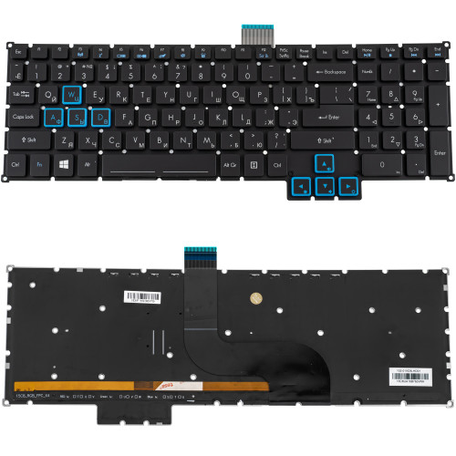 Клавіатура для ноутбука ACER (Predator PH517-52) rus, black, без кадру, підсвічування клавіш (RGB)