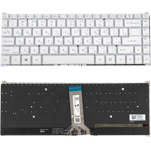 Клавіатура для ноутбука ACER (ConceptD 5 CN516-72) rus, white, без кадру, підсвічування клавіш