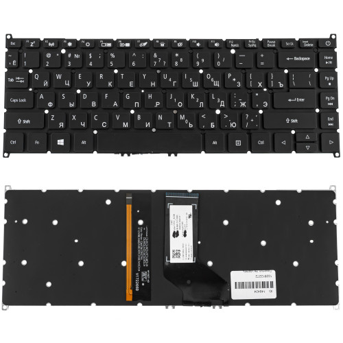 Клавиатура для ноутбука ACER (TM: P614-53, P414-53) rus, black, без фрейма, подсветка клавиш