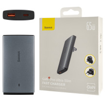 Зарядное устройство Baseus GaN5 Pro Ultra-Slim Fast Charger C+U 65W Gray (With Cab Type-C/ Type-C 100W (20V/5A))(CCGP150113)
