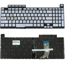 Клавиатура для ноутбука ASUS (G731GD, G731GT, G731GU) ukr, серебристый, без рамки, подсветка клавиш (RGB 1) (ОРИГИНАЛ)