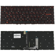 Клавиатура для ноутбука MSI (GS65) rus, black, без фрейма, подсветка клавиш (ОРИГИНАЛ) (RED)