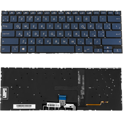 Клавиатура для ноутбука ASUS (UX434 series) ukr, blue, без фрейма, подсветка клавиш(ОРИГИНАЛ)