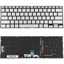 Клавиатура для ноутбука ASUS (UX434 series) ukr, ice-silver, без фрейма, подсветка клавиш (ОРИГИНАЛ)