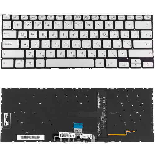 Клавиатура для ноутбука ASUS (UX434 series) ukr, ice-silver, без фрейма, подсветка клавиш(ОРИГИНАЛ)