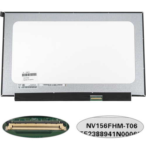 Матриця 15.6 NV156FHM-T06 touch (1920*1080, 40pin(eDP, IPS), LED, SLIM(без планок та вушок), матова, роз'єм праворуч знизу, дп=280мм) для ноутбука
