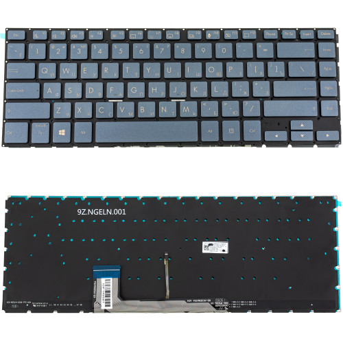 Клавіатура для ноутбука ASUS (W700 series) rus, blue-gray, без фрейму, підсвічування клавіш (ОРИГИНАЛ)