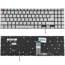 Клавіатура для ноутбука ASUS (K6602 series) rus, silver, без кадру, підсвічування клавіш (ОРИГІНАЛ)