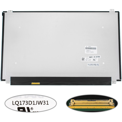 Матриця 17.3 LQ173D1JW31 (3840*2160, 40pin(eDP, IPS, 100% RGB), LED, SLIM(вертикальні вушки), матова, роз'єм ліворуч знизу) для ноутбука