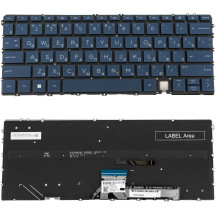 Клавиатура для ноутбука HP (14-EF) rus, dark blue, без фрейма, подсветка клавиш