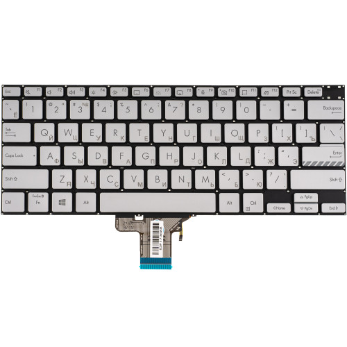 Клавіатура для ноутбука ASUS (X3400, X7400 series), rus, silver, без кадру, підсвічування клавіш
