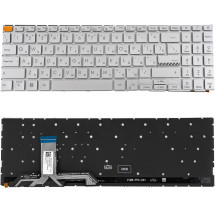Клавіатура для ноутбука ASUS (X1502 series) rus, silver, без кадру, підсвічування клавіш (Red esc)