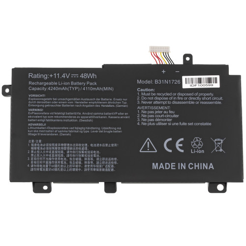 Батарея для ноутбука ASUS B31N1726 (Версия 1, FX504GD, FX504GE, FX504GM, FX80GM, FX80GD) 11.4V 4211mAh Black