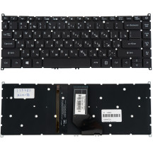 Клавіатура для ноутбука ACER (AS: A314-33) rus, black, без фрейму, підсвічування клавіш