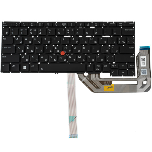 Клавіатура для ноутбука Lenovo (ThinkPad: Yoga X13 Gen 4) rus, black, підсвічування клавіш, без фрейма