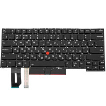 Клавіатура для ноутбука LENOVO (ThinkPad: E480, L380) rus, black, підсвічування клавіш, без фрейма