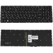 Клавиатура для ноутбука ACER (AS: A315-53) rus, black, без фрейма, подсветка клавиш (ОРИГИНАЛ)