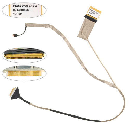 Б.У.Шлейф матрицы для ноутбука ACER (AS: 5750, 5755, GW: NV55, NV57, PB: TS11, TS44), LED, разъем под камеру (DC020017K10)