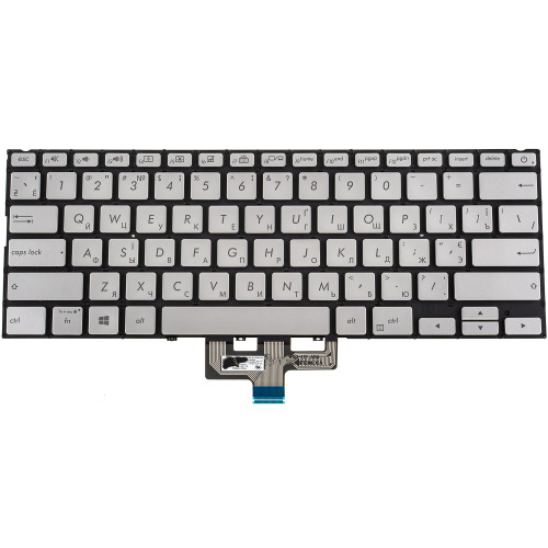 Клавіатура для ноутбука ASUS (UX433 series) ukr, silver, без фрейма, підсвічування клавіш (ОРИГИНАЛ)