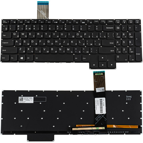 УЦЕНКА Клавіатура для ноутбука LENOVO (Legion: 5-15 series), rus, black, без фрейма, підсвічування клавіш