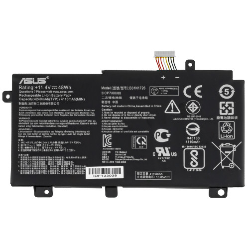 Оригінальна батарея для ноутбука ASUS B31N1726 (Версия 1, FX504GD, FX504GE, FX504GM, FX80GM, FX80GD) 11.4V 4240mAh 48Wh Black