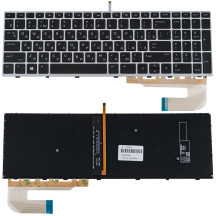 Клавіатура для ноутбука HP (EliteBook: 750 G5, 850 G5) rus, black, silver frame, без джойстика, підсвічування клавіш