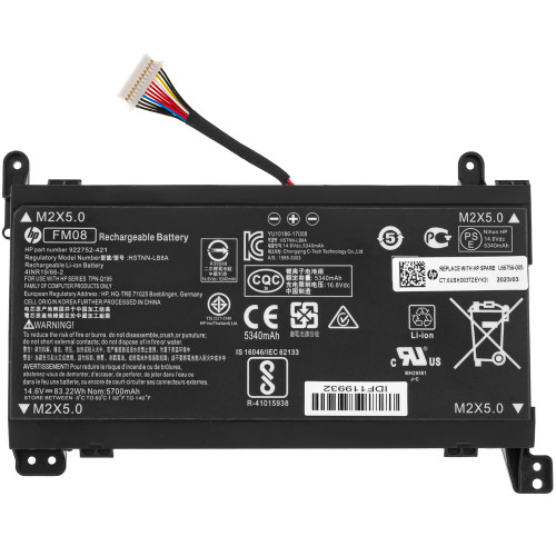 Оригинальная батарея для ноутбука HP FM08 12pin (Omen 17-AN000 series) 14.6V 5700mAh 83.22Wh black