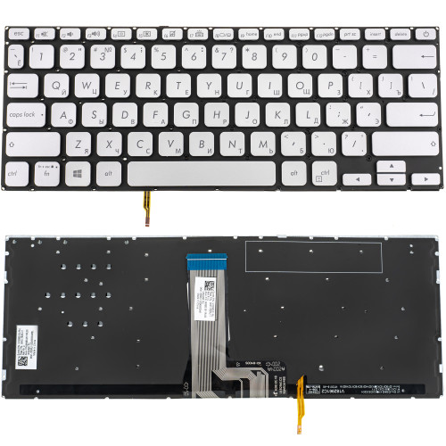 Клавіатура для ноутбука ASUS (X412 series) rus, silver, без кадру, підсвічування клавіш