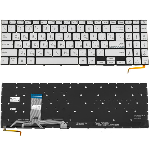 Клавиатура для ноутбука ASUS (X1502 series) rus, silver, без фрейма, подсветка клавиш