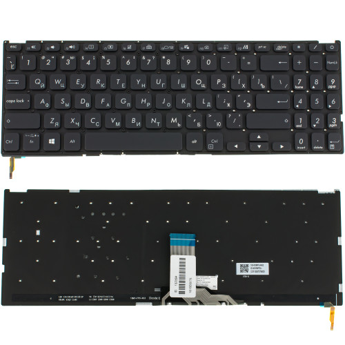 Клавіатура для ноутбука ASUS (X509 series) rus, black, без фрейму, підсвічування клавіш (оригінал)