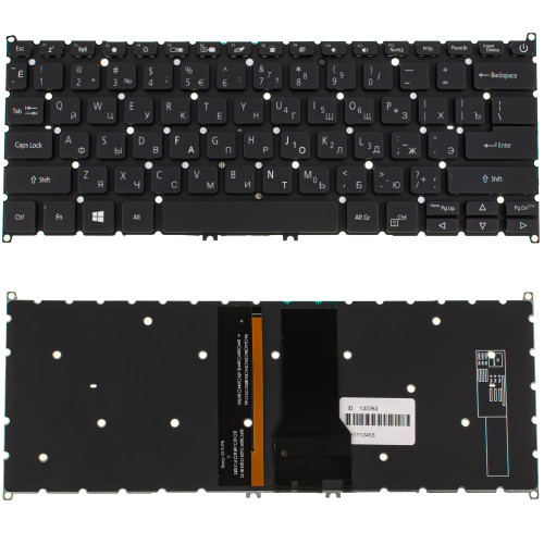 Клавиатура для ноутбука ACER (AS: SF314-54) rus, black, без фрейма, подсветка клавиш