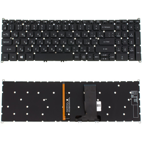 Клавиатура для ноутбука ACER (AS: SP515-51) rus, black, без фрейма, подсветка клавиш