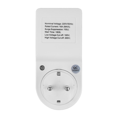 Реле напряжения Open Electric VP-2166, 165v-265V, 16a, 3000w, белый (220B-50гц), с индикатором
