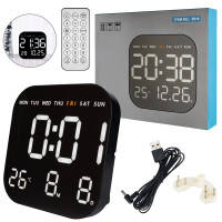 Часы с термометром, Yida Time 5516, 18.5х2.7х18.5, Black
