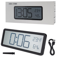 Часы с термометром и гигрометром, Yida Time 106, 20.2х2х8, Black
