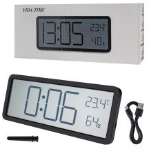 Годинник з термометром і гігрометром, Yida Time 106, 20.2х2х8, Black