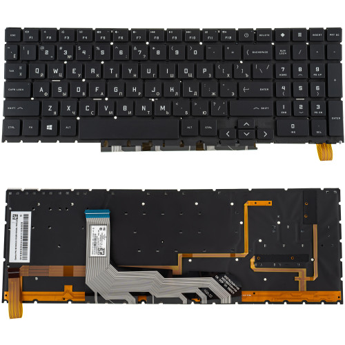 Клавіатура для ноутбука HP (Omen: 15-EK, 16-B series ) rus, black, без кадру, підсвічування клавіш (RGB 4) (оригінал)