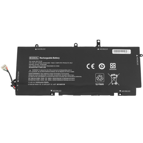 Батарея для ноутбука HP BG06XL (EliteBook Folio 1040 G3) 11.4V 3400mAh 39Wh Black