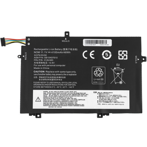 Батарея для ноутбука LENOVO L17L3P52 (ThinkPad: L490, L580, L590, E490, E590) 11.1V 4100mAh 46Wh Black